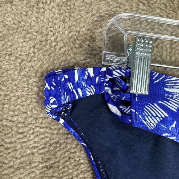 Athleta Swim Bikini Bottom Size XL Blue/White Batik Floral Print Low Rise NEW - Picture 3 of 9